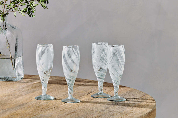 Lohara Champagne Glass - White (Set of 4)
