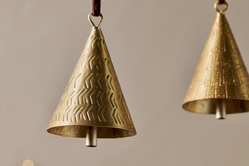 Manya Metal Bell Baubles - Brass - (Set of 3)