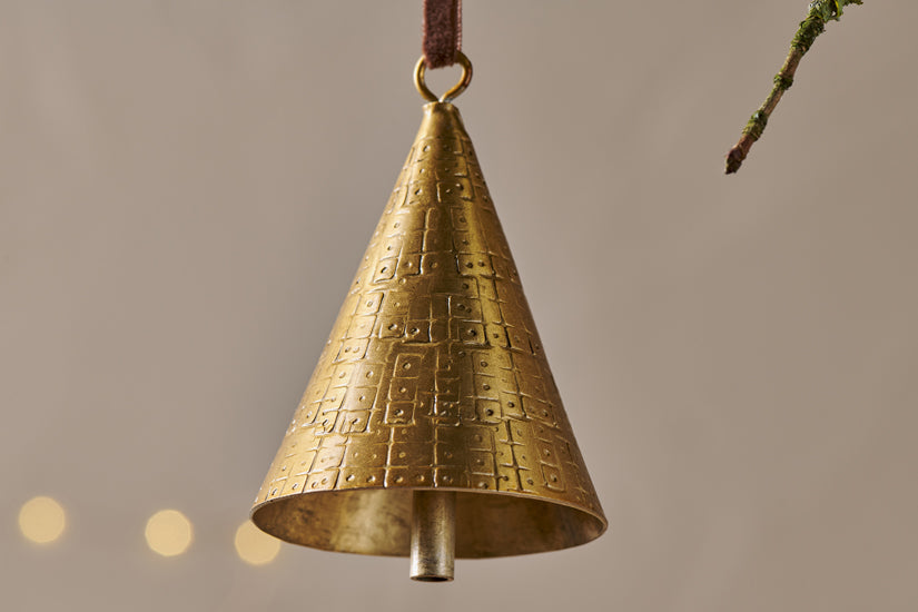 Manya Metal Bell Baubles - Brass - (Set of 3)