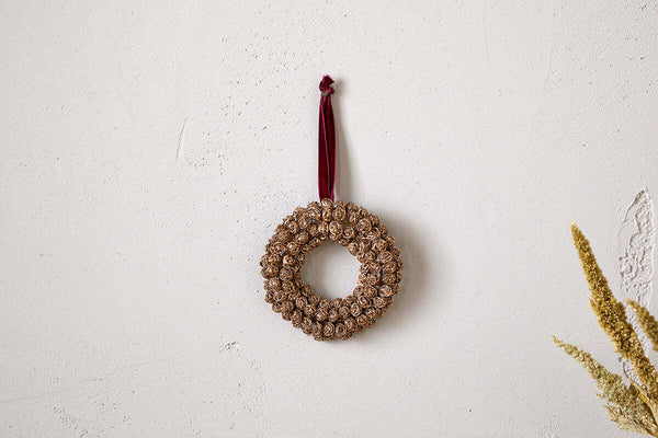 Madhi Mini Wreath Bauble - Brass