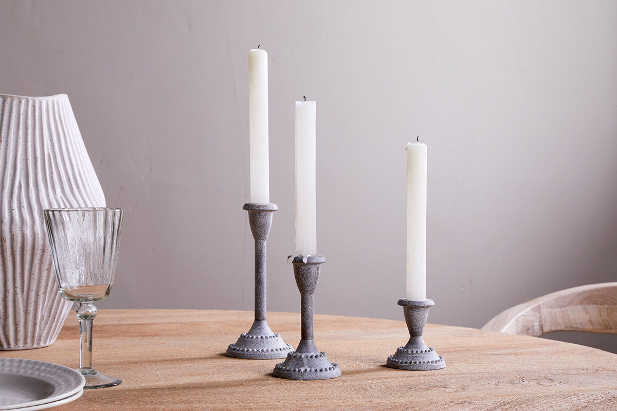 Moremi Candle Holders - Aged Zinc - (Set of 3)-Trade nkuku