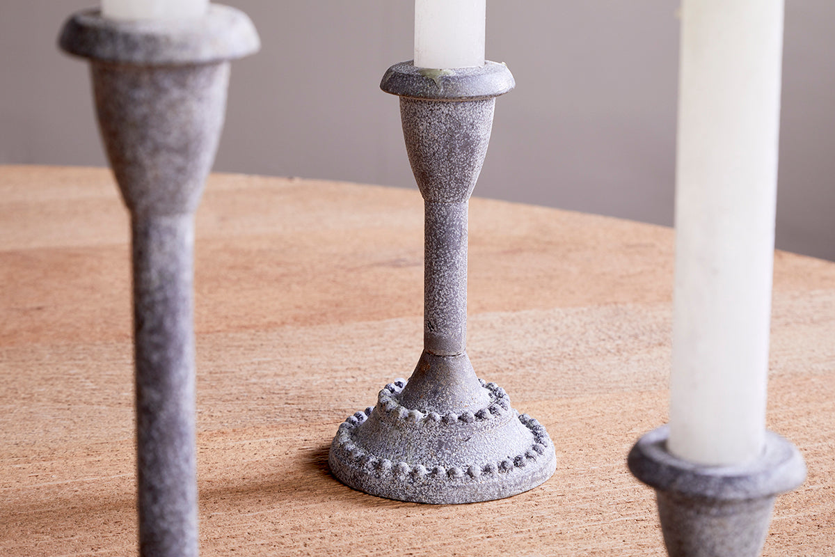 Moremi Candle Holders - Aged Zinc - (Set of 3)-Trade nkuku