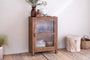 Mendani Mango Wood & Fluted Glass Glass Low Cabinet - Walnut Stain-Trade nkuku