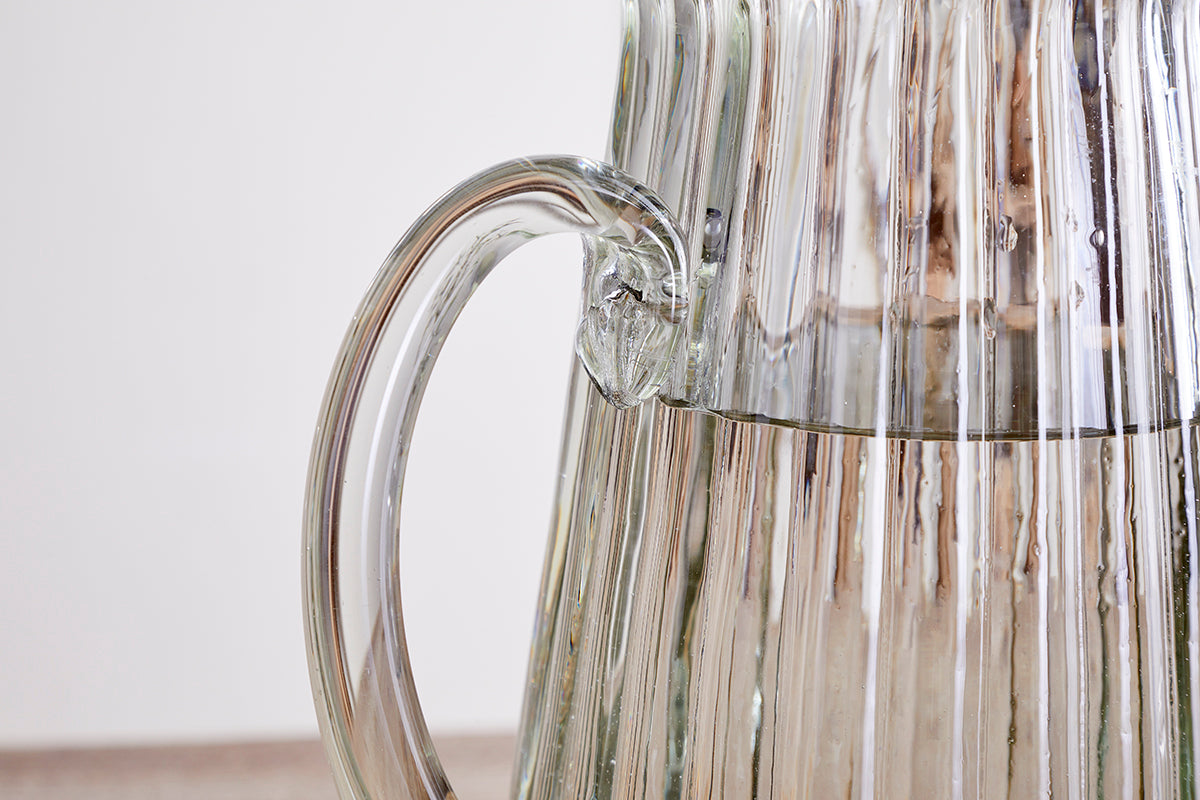 Minati Ribbed Glass Jug - Clear-Trade nkuku