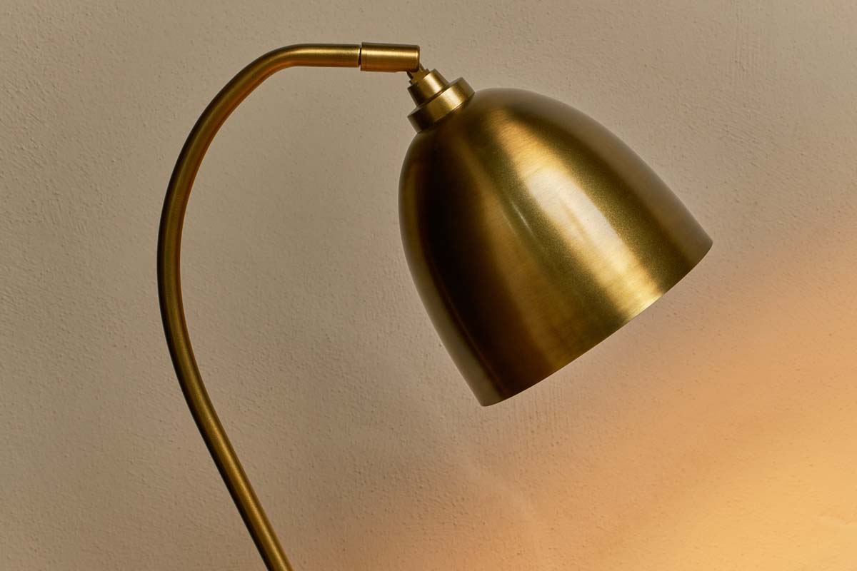 Mahra Marble & Metal Desk Lamp - Antique Brass & Brown