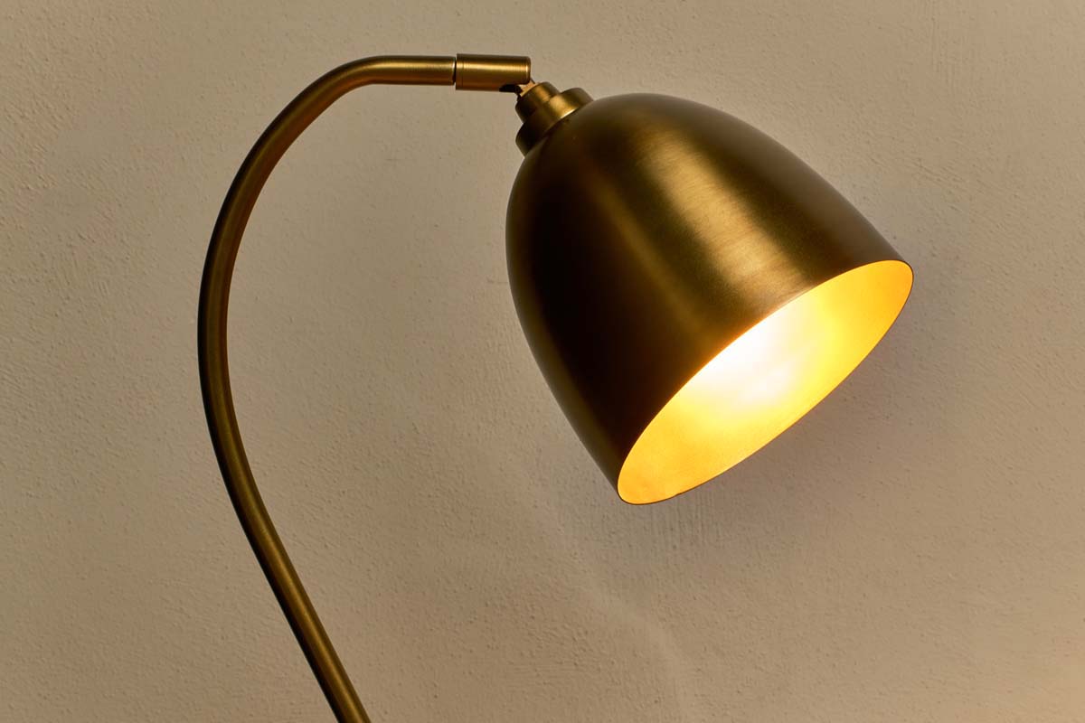 Mahra Marble & Metal Desk Lamp - Antique Brass & Brown