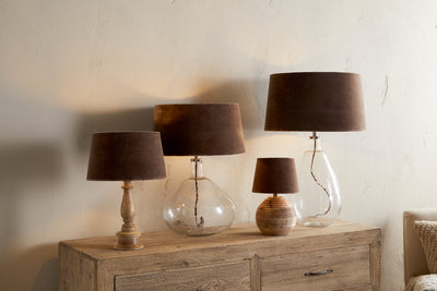Mendai Velvet & Linen Lampshade - Mocha