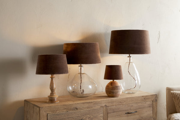 Mendai Velvet & Linen Lampshade - Mocha
