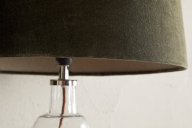 Mendai Velvet & Linen Lampshade - Moss Green