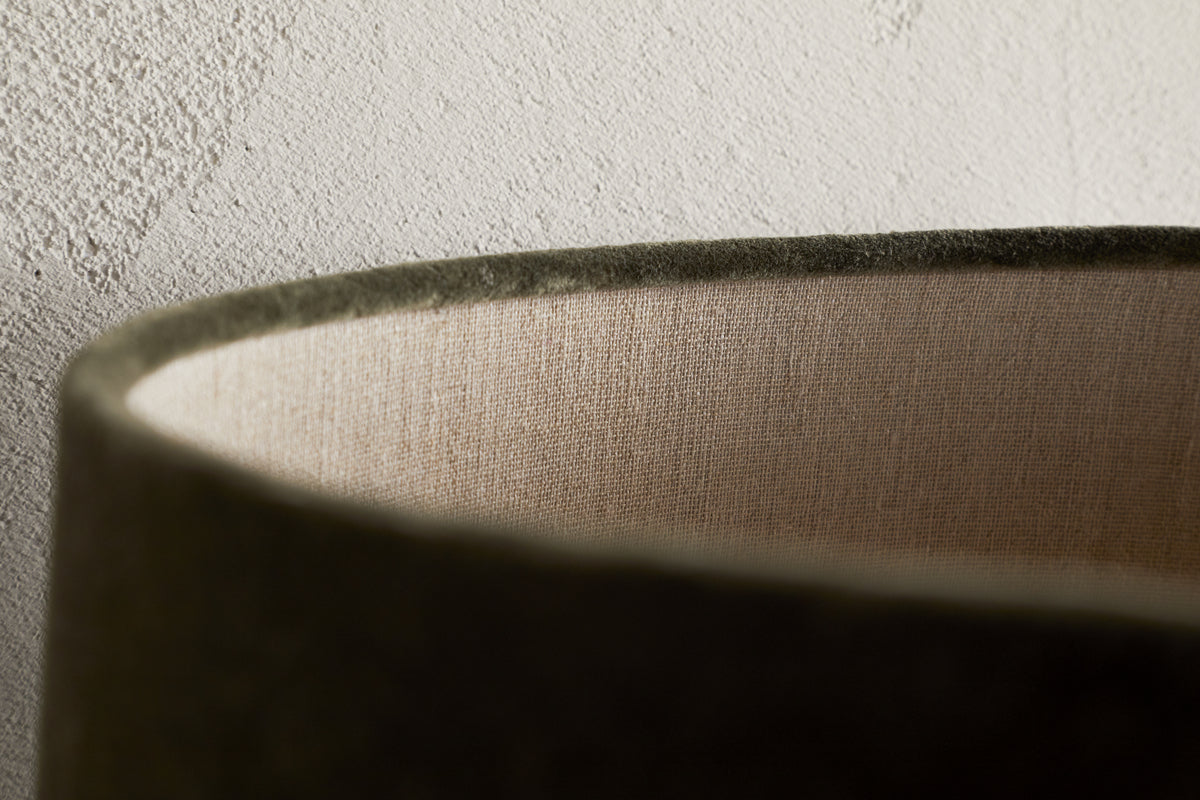 Mendai Velvet & Linen Lampshade - Moss Green