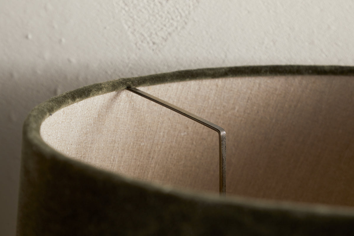 Mendai Velvet & Linen Lampshade - Moss Green