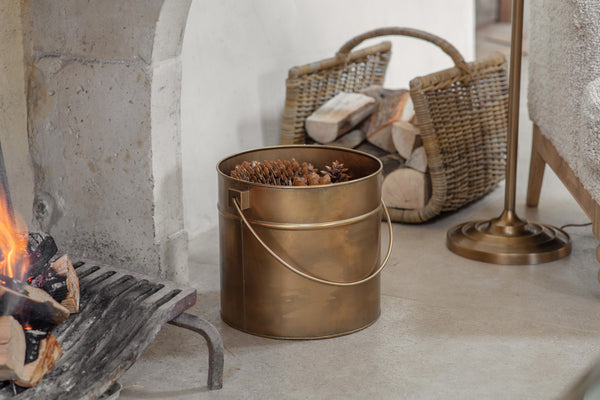 Mosat Iron Fireside Bucket - Antique Brass