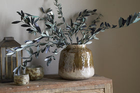 Melina Reactive Glaze Vase - Olive & Natural