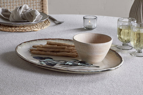 Malia Large Oval Platter - Cream