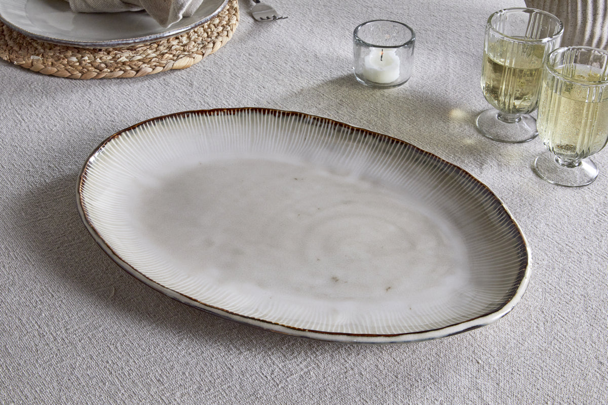 Malia Large Oval Platter - Cream