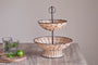 Montali Rattan 2 Tier Fruit Stand - Black & Natural-Trade nkuku