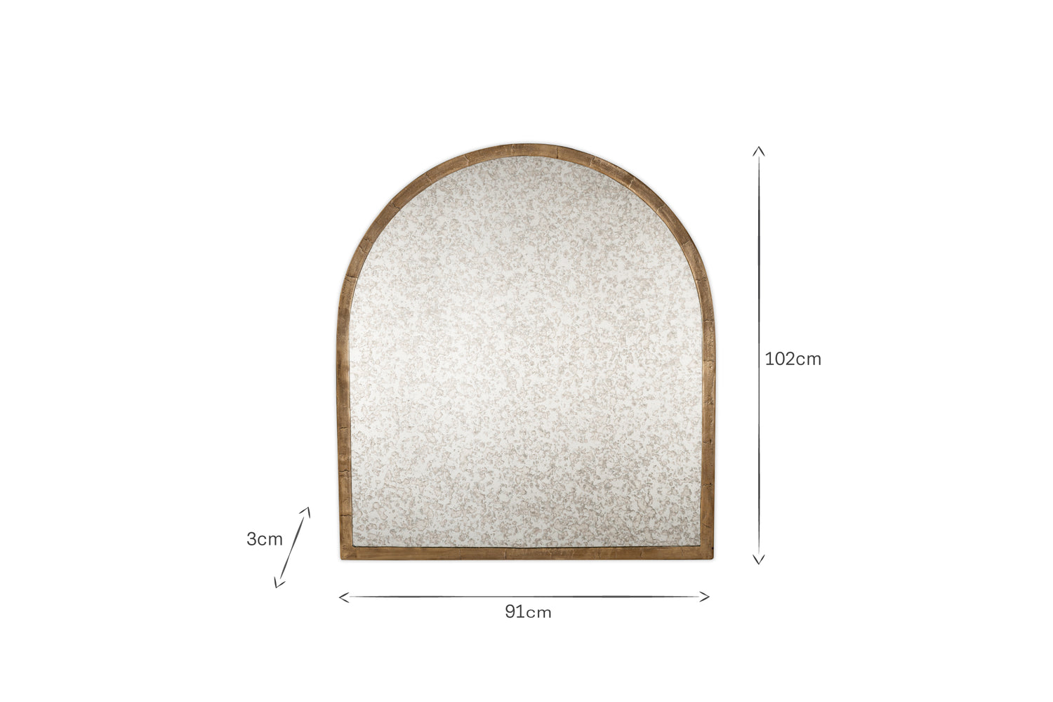 Murwara Antique Glass Arched Mirror - Antique Brass