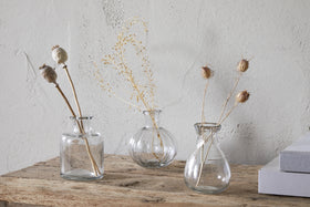 Mayumi Recycled Glass Bud Vases - Clear (Set of 3)