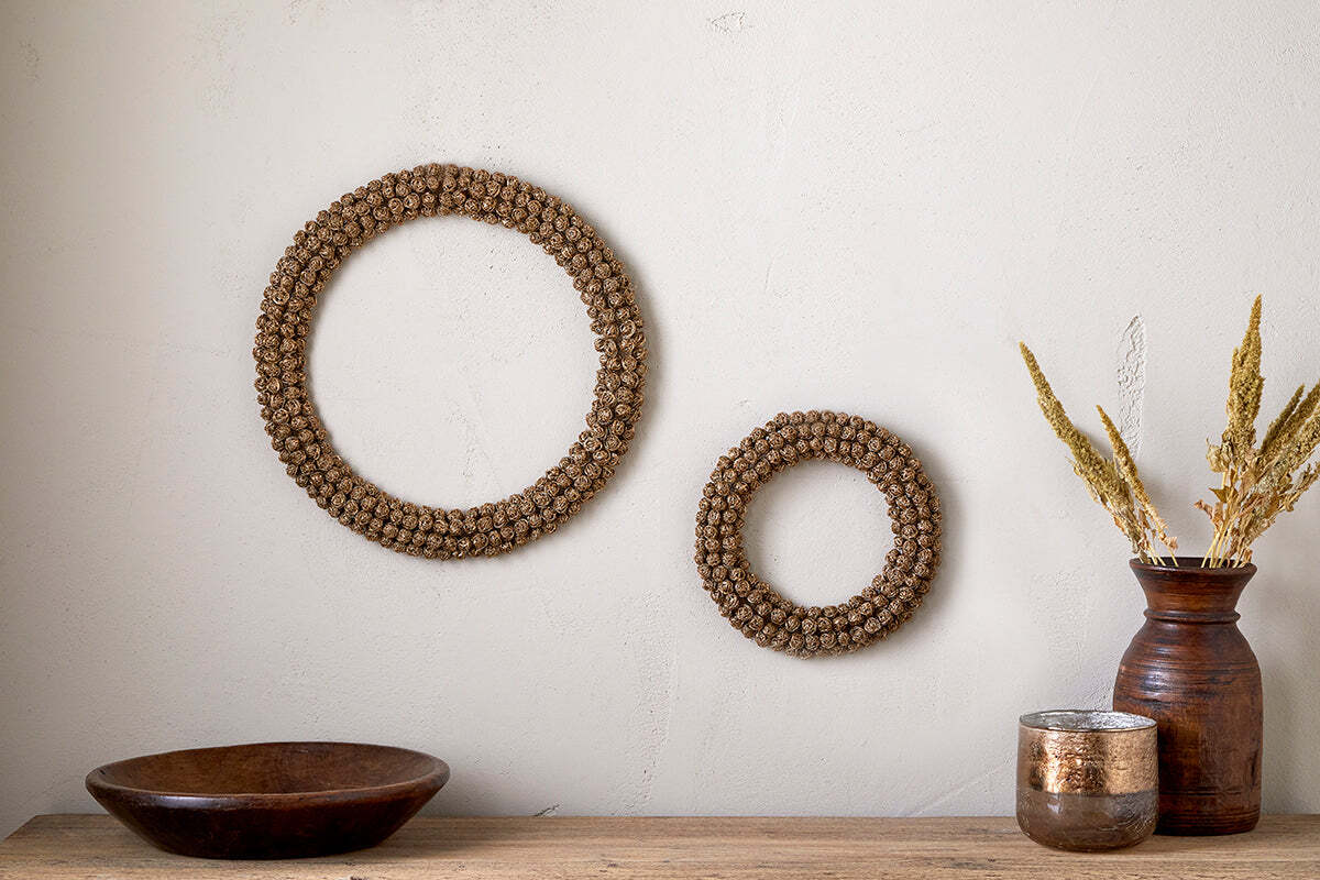 Madhi Wire Ball Wreath - Brass
