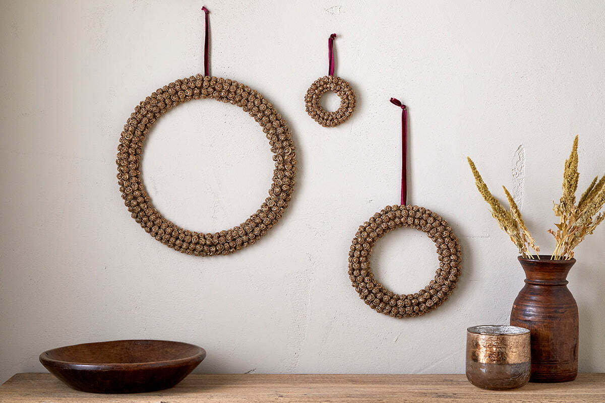 Madhi Mini Wreath Bauble - Brass