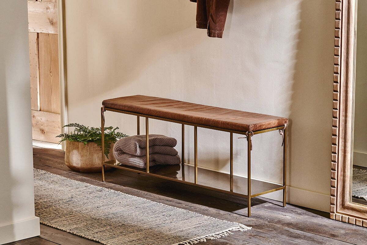 Mahi Iron & Leather Bench