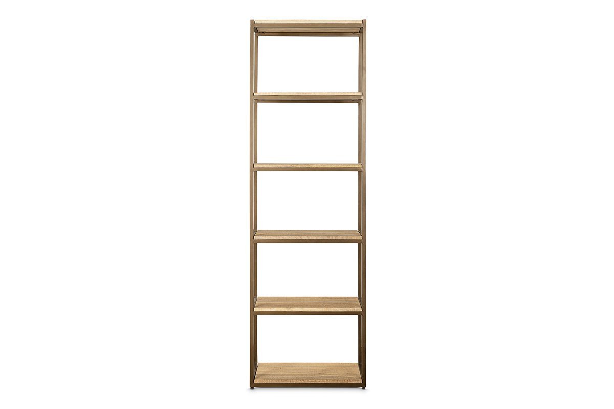 Marjori Mango Wood And Iron Standing Shelves - Narrow