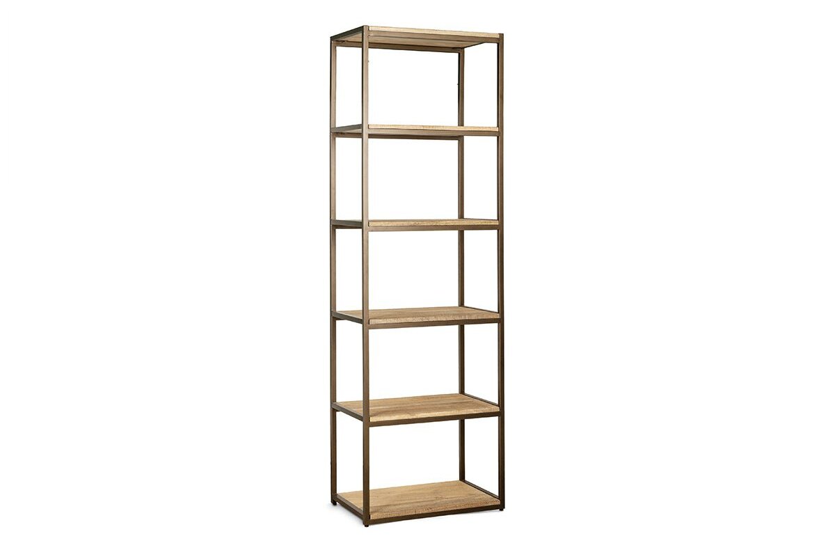 Marjori Mango Wood And Iron Standing Shelves - Narrow