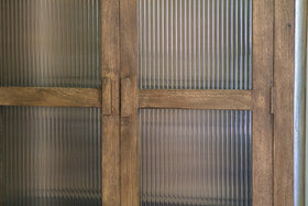Mendani Mango Wood & Fluted Glass Cabinet - Walnut Stain