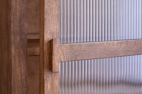 Mendani Mango Wood & Fluted Glass Glass Low Cabinet - Walnut Stain