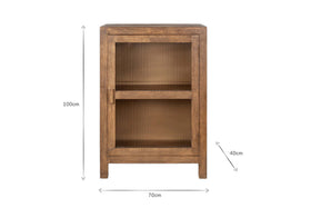 Mendani Mango Wood & Fluted Glass Glass Low Cabinet - Walnut Stain