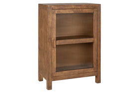 Mendani Mango Wood & Fluted Glass Glass Low Cabinet - Walnut Stain