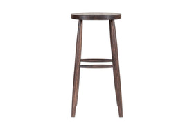 Mengwi Mango Wood Round Bar Stool - Dark Brown