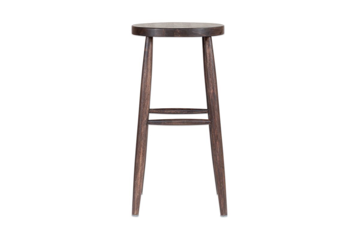 Mengwi Mango Wood Round Bar Stool - Dark Brown
