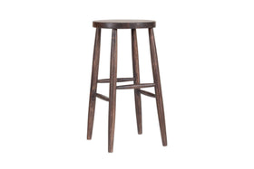 Mengwi Mango Wood Round Bar Stool - Dark Brown