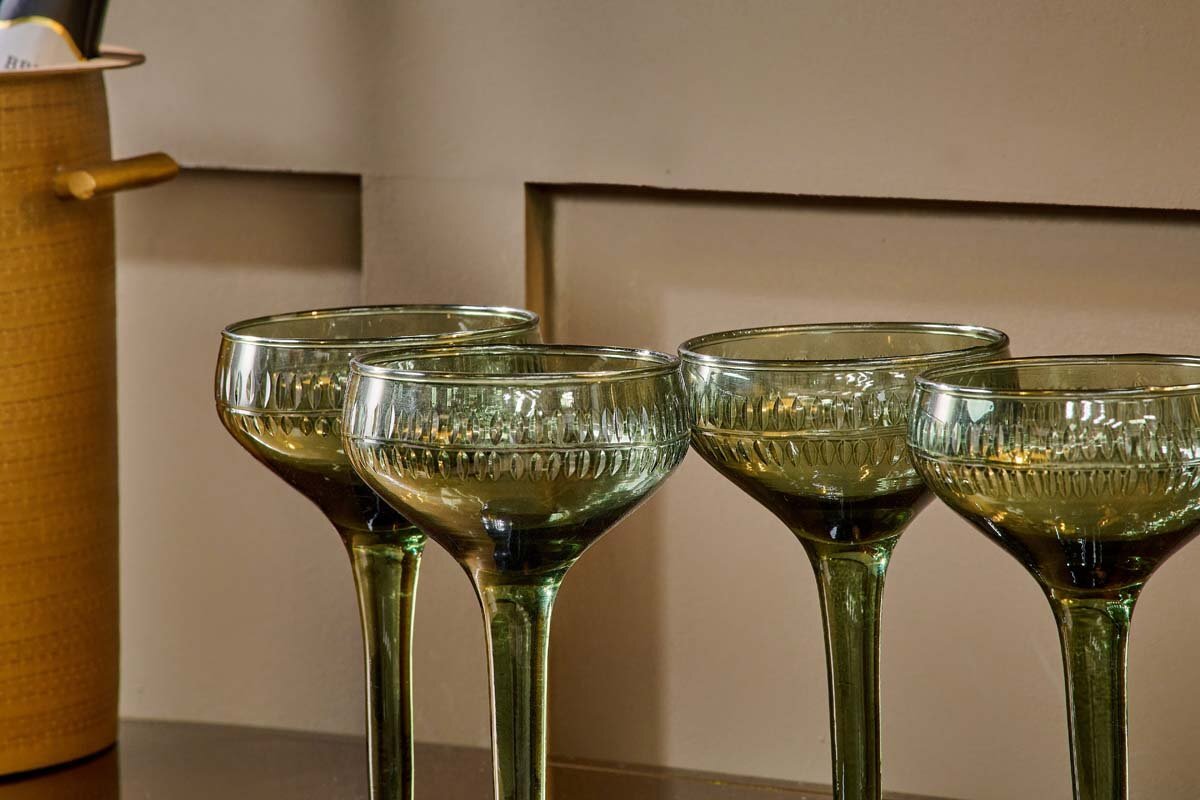 Mila Champagne Glass - Dark Emerald - (Set of 4)