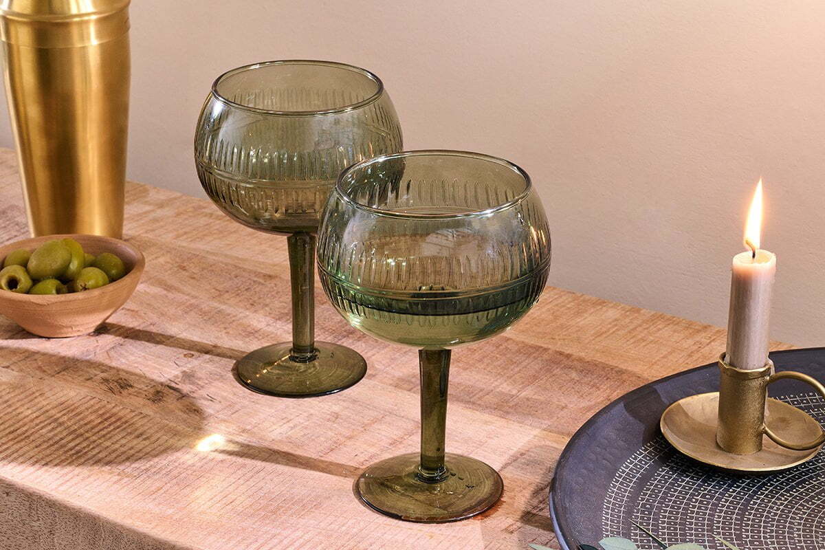 Mila Gin Glass - Dark Emerald - (Set of 2)