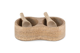 Milaku Mango Wood Salt & Pepper Server - Natural