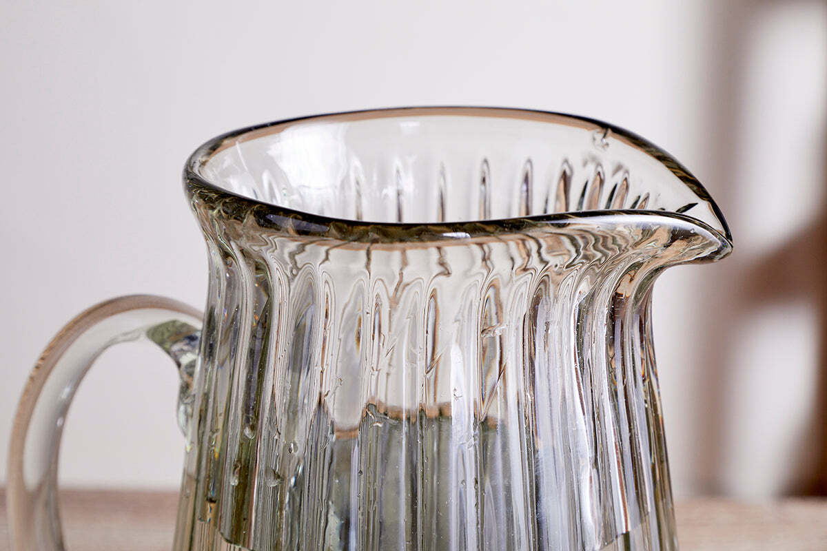 Minati Ribbed Glass Jug - Clear