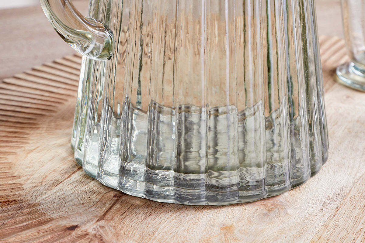 Minati Ribbed Glass Jug - Clear