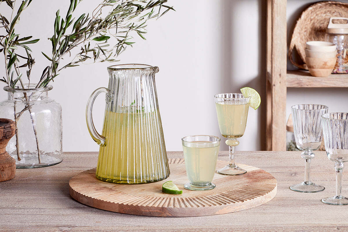 Minati Ribbed Glass Jug - Clear