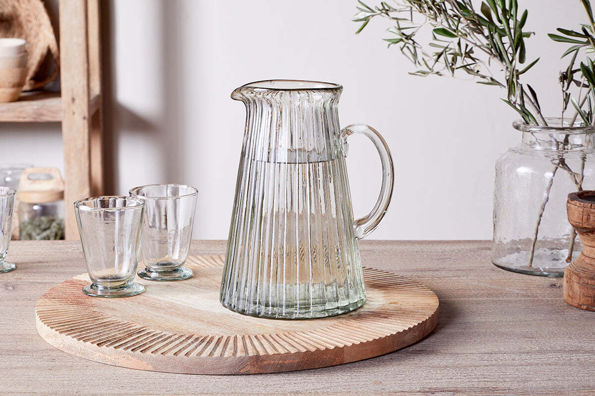 Minati Ribbed Glass Jug - Clear