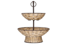 Montali Rattan 2 Tier Fruit Stand - Black & Natural