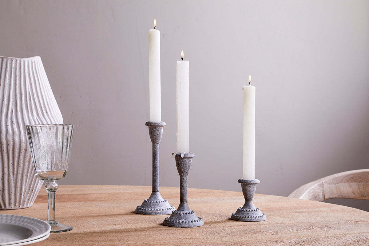 Moremi Candle Holders - Aged Zinc - (Set of 3)