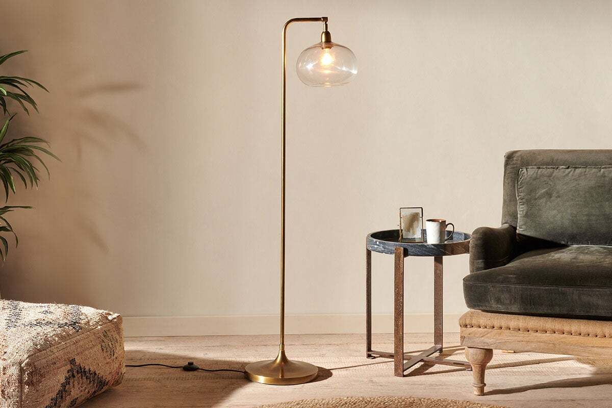 Mulia Recycled Glass Floor Lamp - Antique Brass