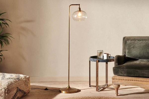 Mulia Recycled Glass Floor Lamp - Antique Brass