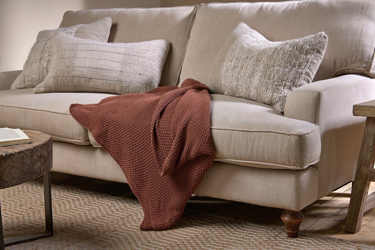 Nahan Moss Stitch Cotton Throw - Rust