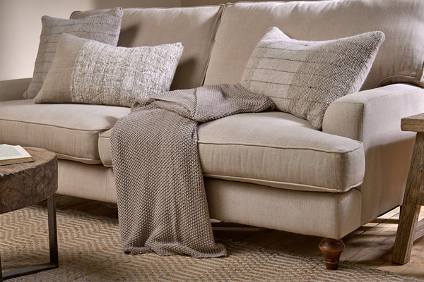 Nahan Moss Stitch Cotton Throw - Stone