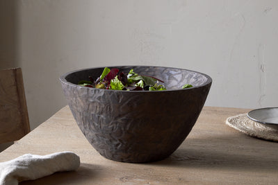 Nyati Wooden Serving Bowl - Dark Brown - Large