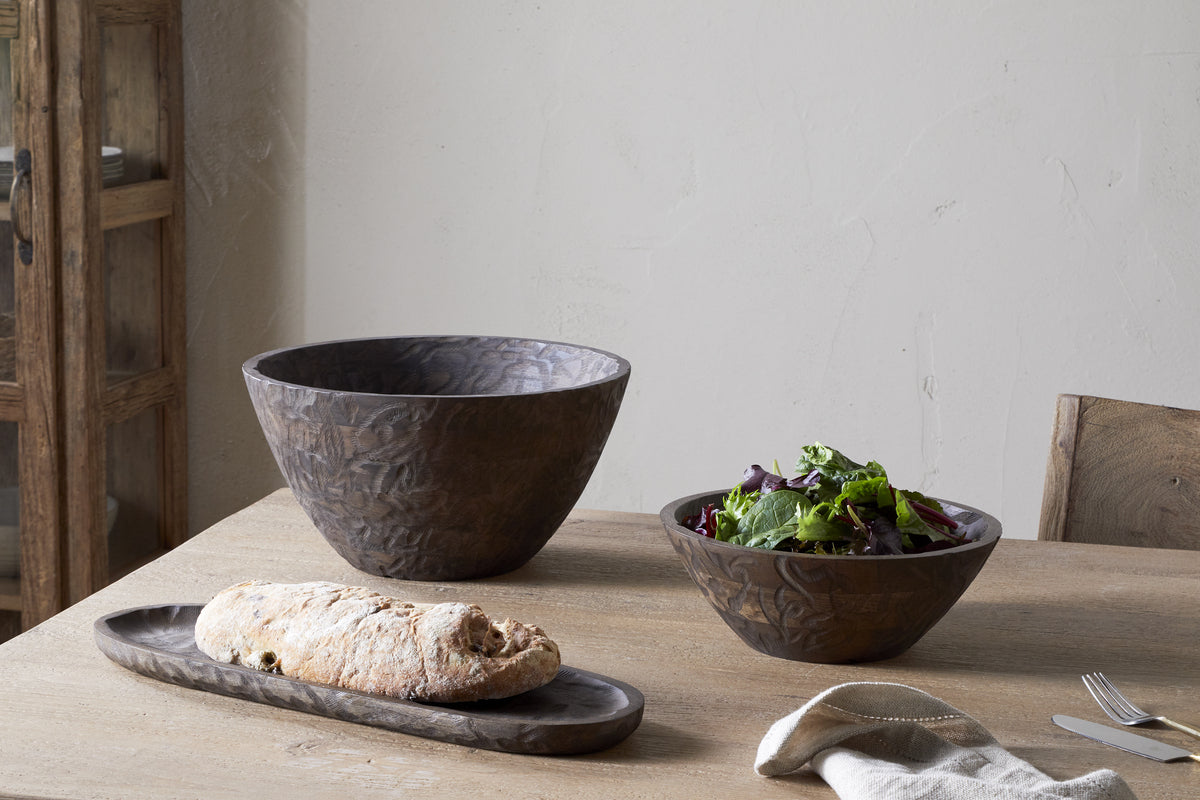 Nyati Wooden Serving Bowl - Dark Brown - Large