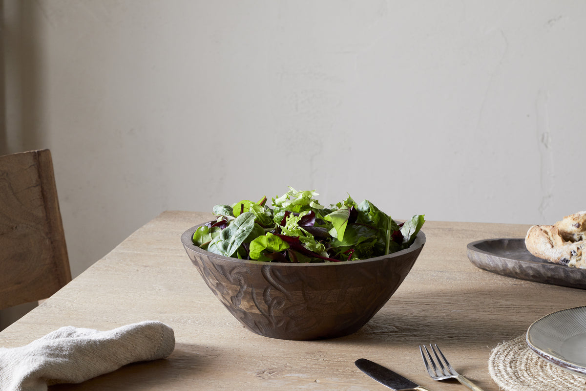Nyati Wooden Serving Bowl - Dark Brown - Small